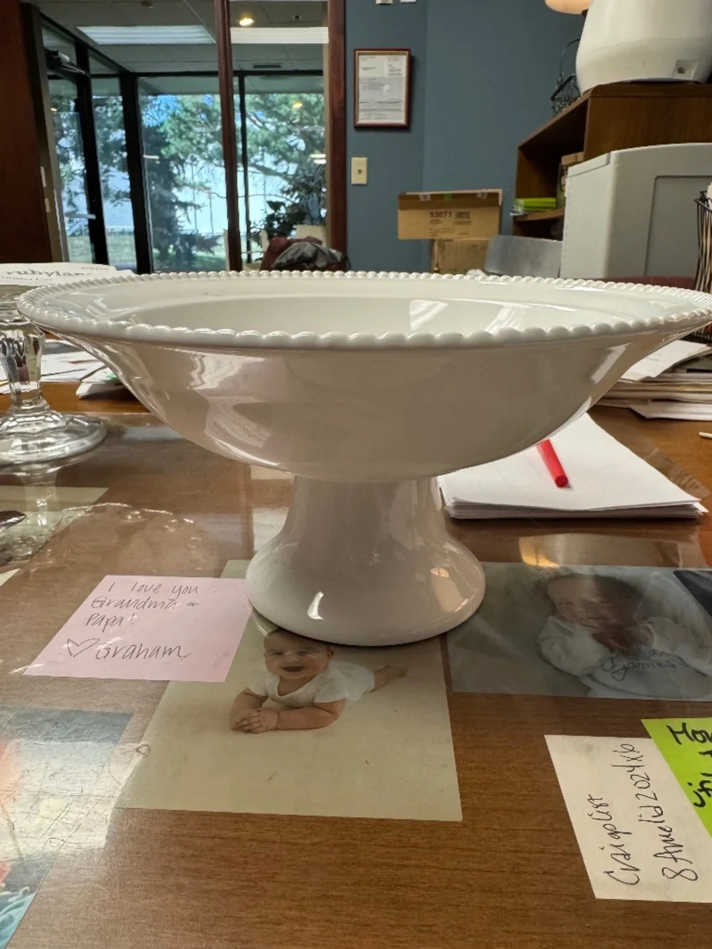 Bella Lux White Ceramic Pedestal Serving Bowl